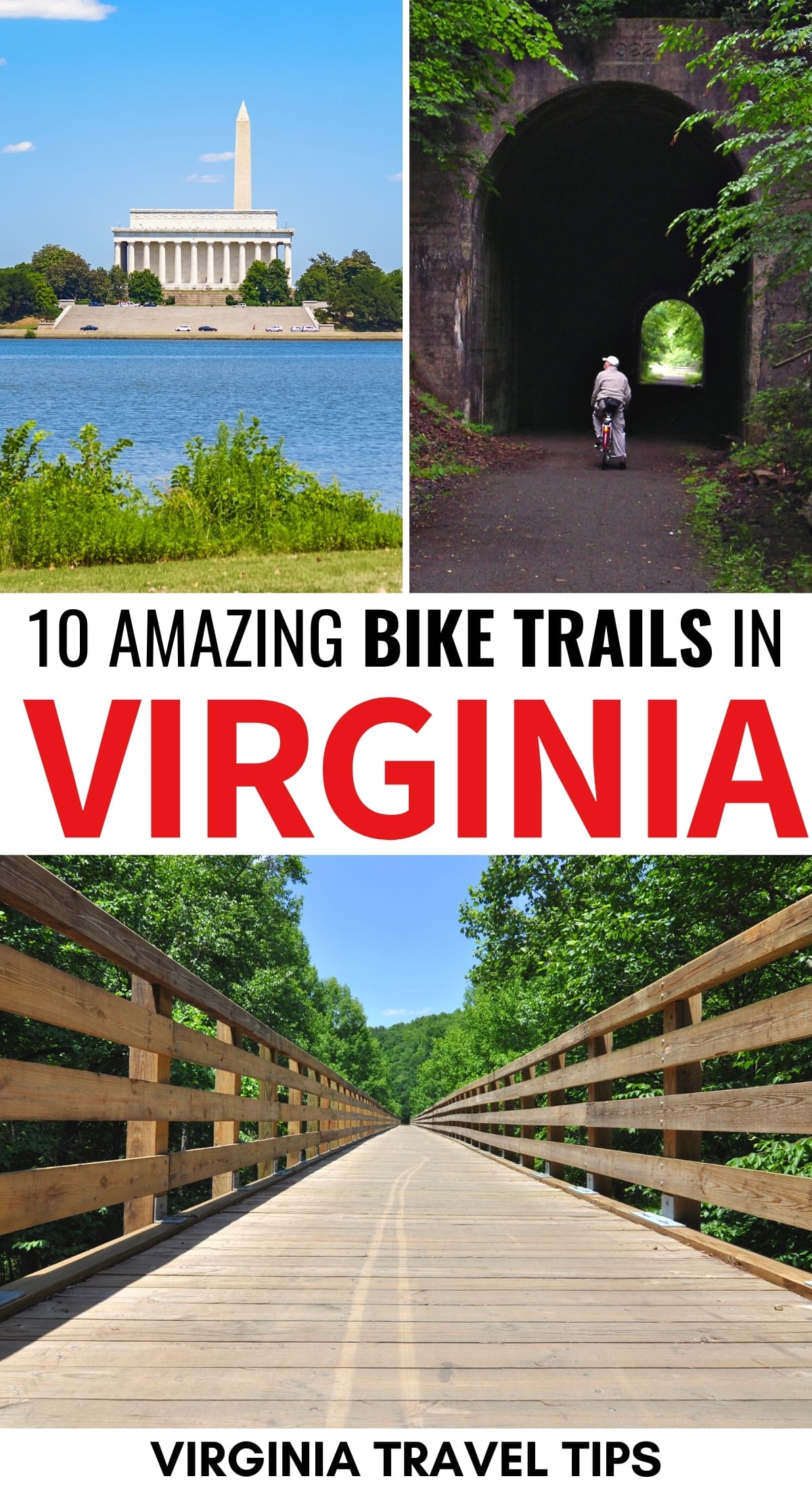 Are you looking for the best Virginia bike trails for an upcoming trip? This guide shows you some of the best bike trails in Virginia and where they are located. | Virginia biking | Virginia trails | Virginia nature | Virginia creeper trail | Mount Vernon Trail | Best of Virginia | Virginia is for lovers | Things to do in Virginia
