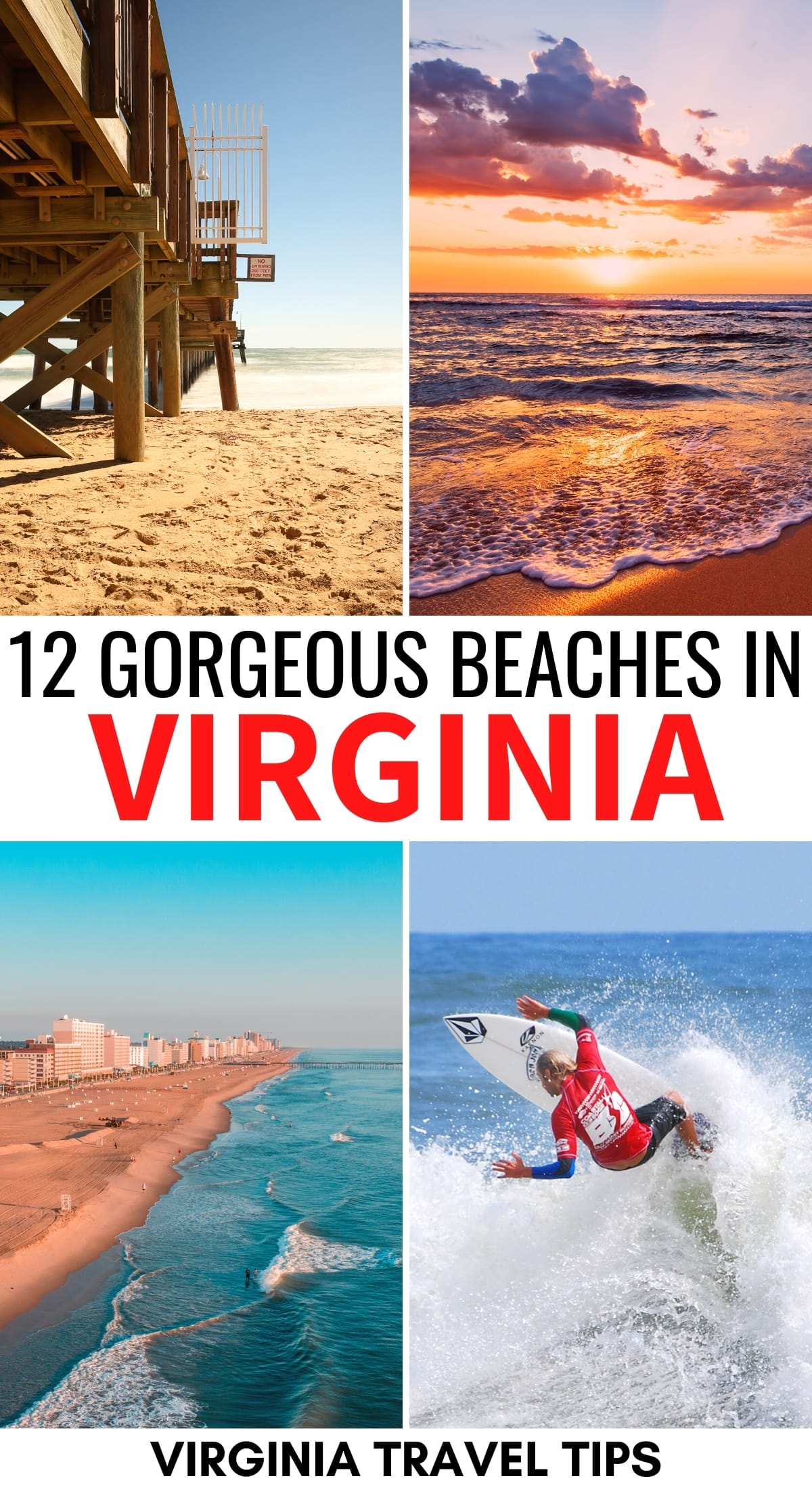 Are you on the hunt for the best beaches in Virginia? This guide details the top beaches in Virginia, including sandy beaches on the Chesapeake Bay and more! | Things to do in Virginia | Beaches in VA | Virginia Beach | Sandbridge | Colonial Beach | First Landing State Park | False Cape State Park | Croatan | Virginia surfing | Things to do in Virginia Beach