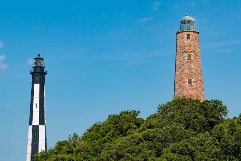 Old and New Cape Henry Lighthouses in VA