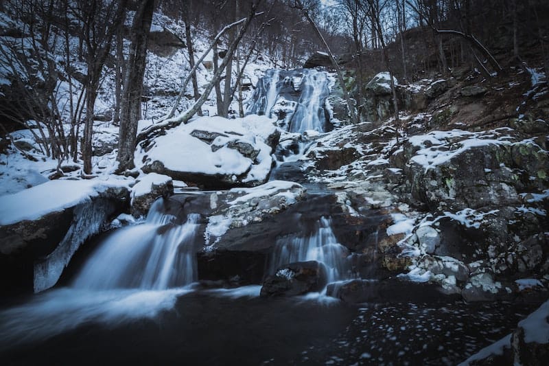 Shenandoah National Park winter waterfall