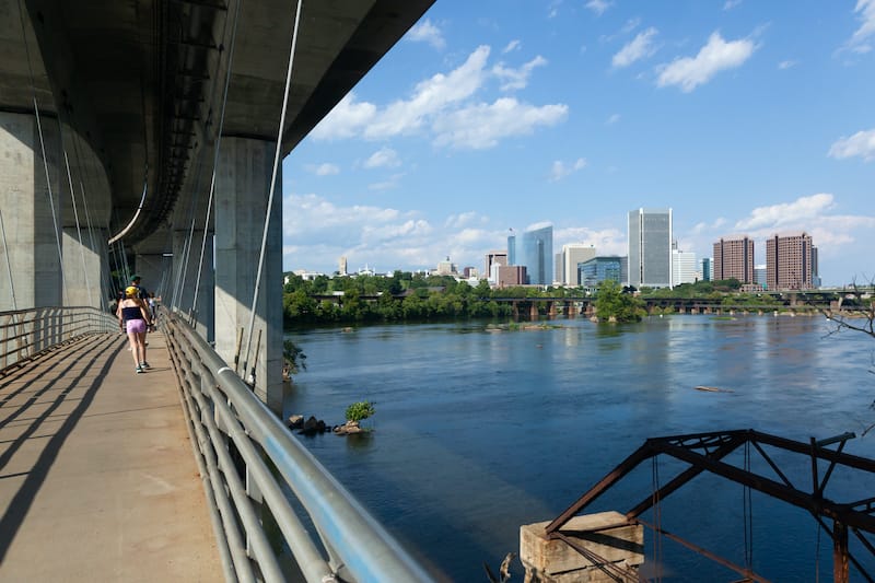 Suspension bridge James River in Richmond