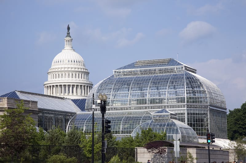 U.S. Botanic Gardens with U.S. Capitol in background