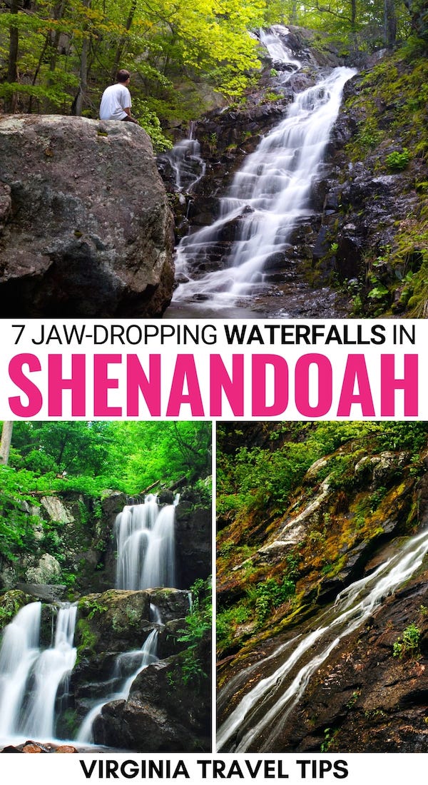 There are some jaw-dropping waterfalls in Shenandoah National Park and these are some of our favorites! Click to learn more! | Shenandoah National Park waterfalls | Shenandoah National Park hiking | Hikes in Shenandoah National Park | Shenandoah National Park trails | Shenandoah waterfall hikes | Waterfall hikes in Shenandoah National Park | Naked Creek Falls | Dark Hollow Falls | Doyles Falls | Rose River Falls | South River Falls | Overall Run Falls | Jones Run Falls