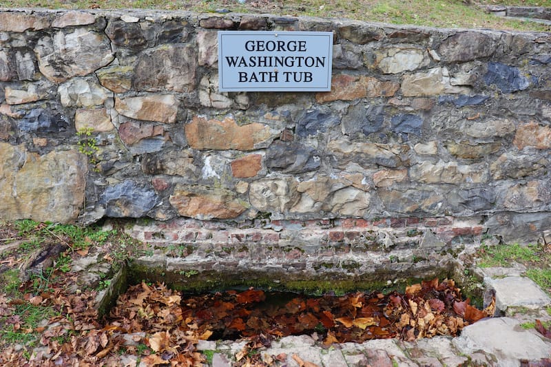 George Washington natural spring water bathtub at a park in Berkeley Springs, WV