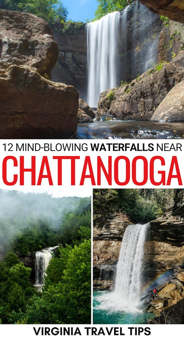 Looking for a nature escape and for the best waterfalls near Chattanooga, TN? This guide details some amazing Chattanooga waterfalls (map included)! | Chattanooga waterfall hikes | Chattanooga hiking | Chattanooga hikes | Waterfall hikes near Chattanooga | Tennessee waterfalls | Things to do in Chattanooga | Hiking near Chattanooga | Ruby Falls Chattanooga | Lookout Mountain Tennessee | Great Smoky Mountains waterfalls | Waterfall hikes Great Smoky Mountains | Waterfalls in Smokies