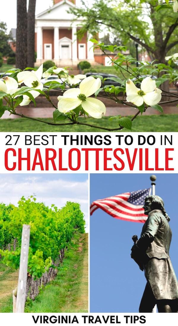 Looking for the best things to do in Charlottesville VA? This travel guide highlights the best Charlottesville attractions, historical landmarks, food, and more! | Charlottesville things to do | What to do in Charlottesville | Charlottesville travel tips | Visit Charlottesville | Charlottesville hiking | Charlottesville trails | Charlottesville restaurants | Charlottesville museums | Charlottesville sightseeing | Charlottesville landmarks | Charlottesville cafes | Charlottesville history