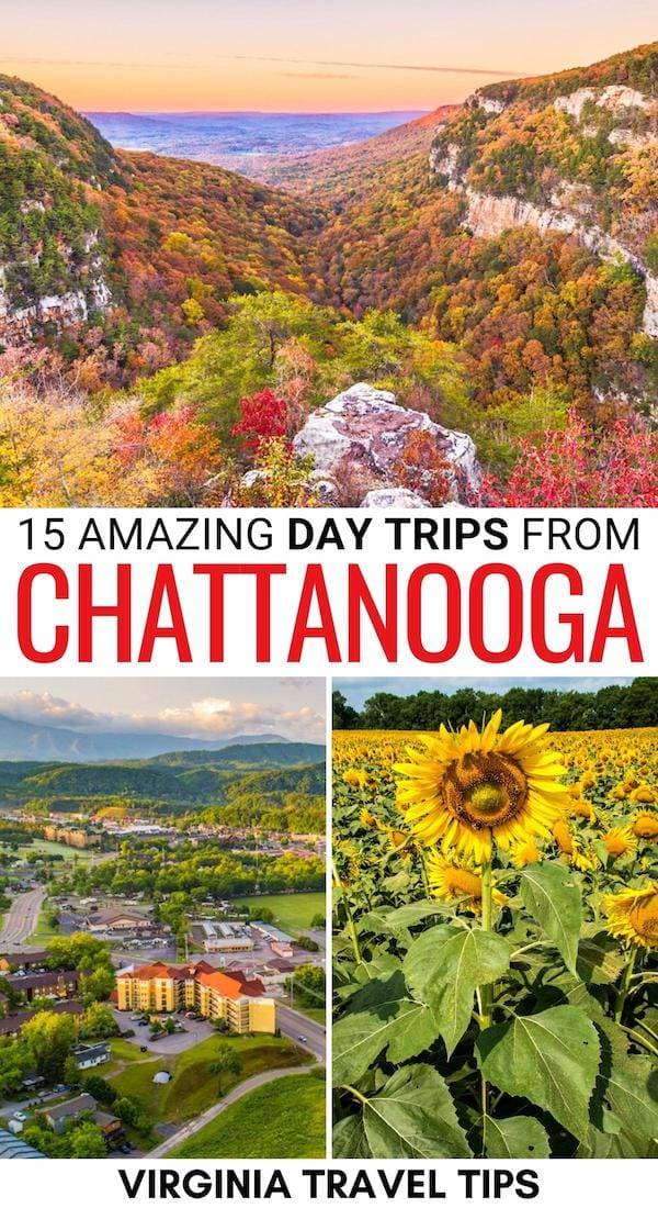 Looking for some of the best day trips from Chattanooga? This guide has you covered! These are the best Chattanooga day trips (all under 3 hours!) | Weekend trips from Chattanooga | Tennessee day trips | Eastern Tennessee travel | Places to visit near Chattanooga | Things to do in Chattanooga | Visit Chattanooga | Chattanooga to the Smokies | Chickamauga Battlefield | Rivers in Tennessee | Waterfalls in Tennessee | Hiking near Chattanooga