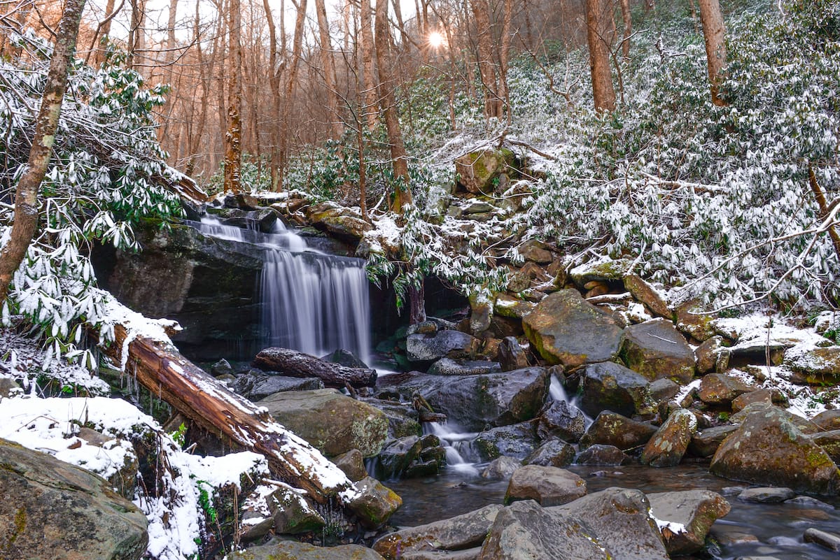 Rainbow Falls in winter