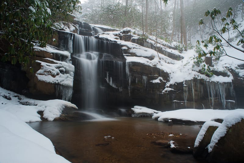 Waterfalls near Asheville in winter