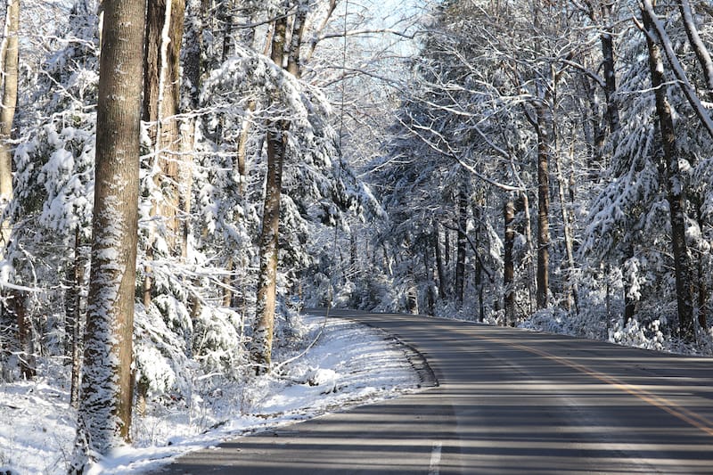 Winter road in the Smoky Mountains