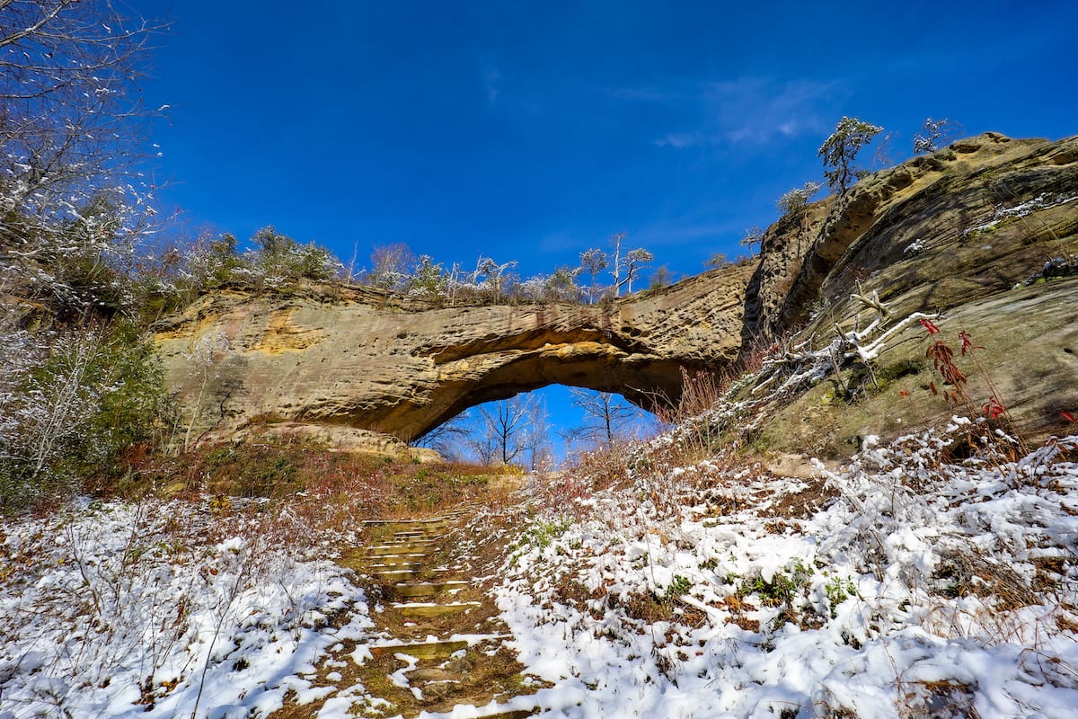 Hiking in Kentucky in winter
