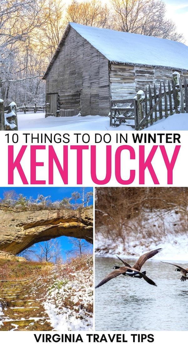 Are you planning to visit Kentucky in winter and are not sure what to expect? This guide has things to do and places to visit during winter in Kentucky. | Winter in KY | KY in winter | Christmas in Kentucky | Winter in Bardstown | Winter in Louisville | Winter in Lexington | Mammoth Cave National Park in winter | Kentucky in December | Kentucky in January | Kentucky in February | Things to do in Kentucky in winter | Kentucky winter hiking 