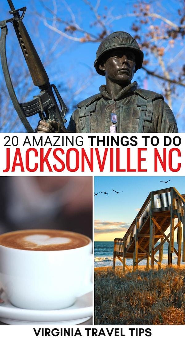 Are you planning a trip and are searching for the best things to do in Jacksonville NC? This guide details the best Jacksonville attractions, day trips, and more! | Jacksonville NC things to do | Jacksonville NC landmarks | Jacksonville NC day trips | What to do in Jacksonville NC | Jacksonville NC itinerary | Jacksonville NC places to visit | Places to visit in Jacksonville NC | Jacksonville NC bucket list | Jacksonville NC coffee shops | Jacksonville NC restaurants