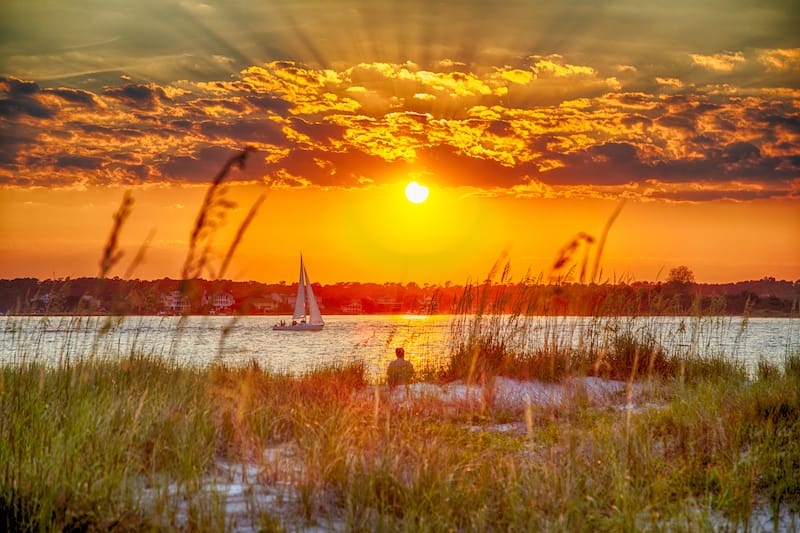 Sailing tour at sunset