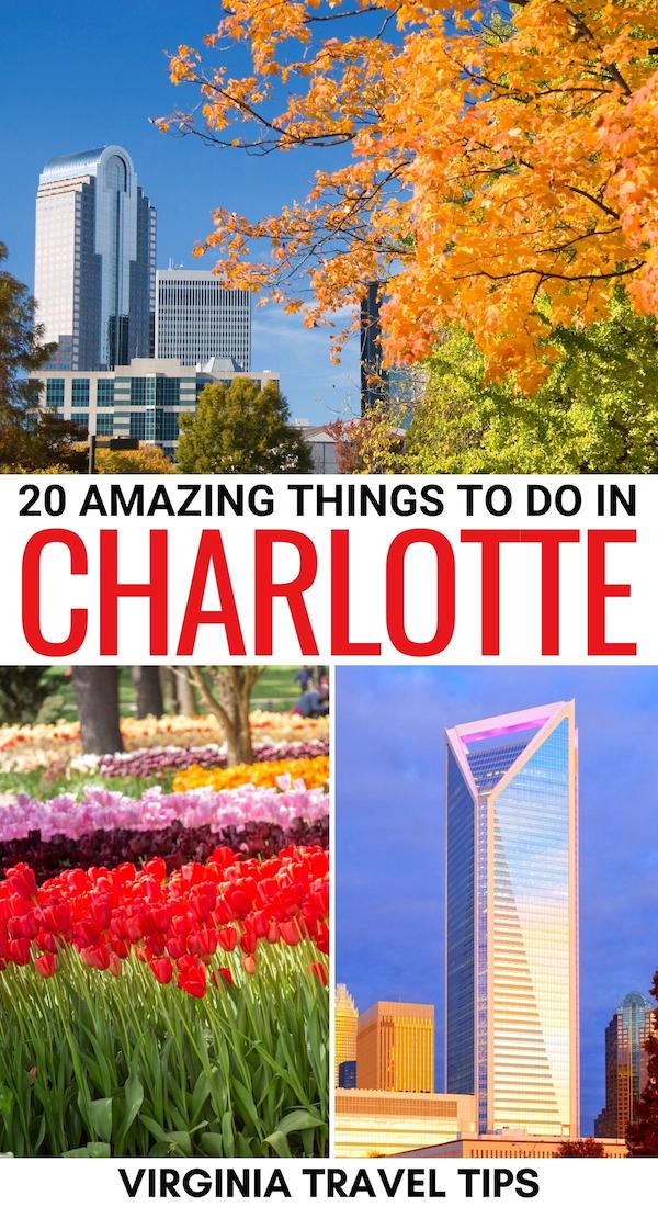 Are you looking for the best things to do in Charlotte NC for your trip? This guide helps you discover what to do in Charlotte, including food, attractions, and more! | Charlotte things to do | Places to visit in Charlotte | Charlotte itinerary | Places in Charlotte | Charlotte attractions | Charlotte museums | Charlotte landmarks | Charlotte day trips | Charlotte restaurants | Charlotte sightseeing | Visit Charlotte | Trip to Charlotte