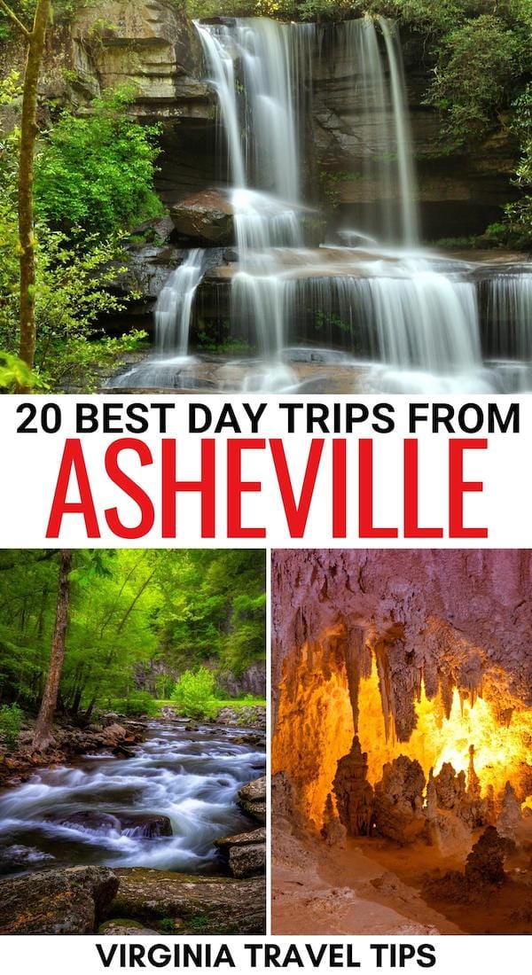Are you looking for the best day trips from Asheville NC? This Asheville day trips guide includes waterfalls, small towns, forests, and beyond! Click to learn more! | Things to do in Asheville | Places to visit near Asheville | Asheville itinerary | Asheville to Pisgah | Asheville to Knoxville | Asheville to Greenville | What to do in Asheville | Itinerary for Asheville | North Carolina small towns | Waterfalls near Asheville | Small towns near Asheville