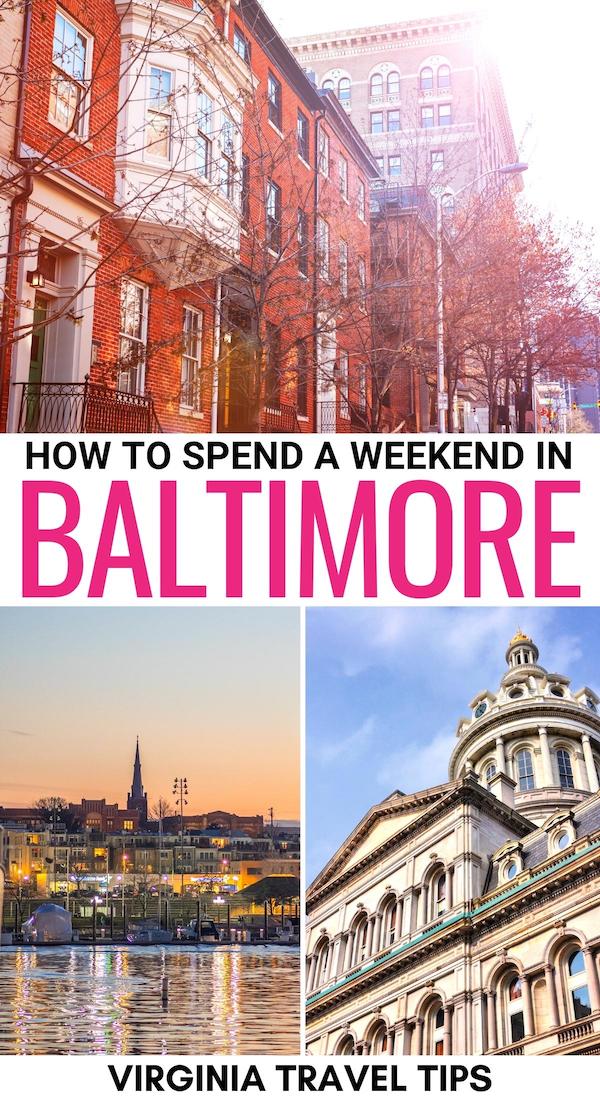 Are you looking for the best way to spend a weekend in Baltimore? This 2 days in Baltimore itinerary has you covered - from the top attractions to food (and more)! | 3 days in Baltimore | Weekend trip to Baltimore | Things to do in Baltimore | What to do in Baltimore | Itinerary for Baltimore | Baltimore weekend trip | Baltimore in summer | Baltimore in winter | Baltimore museums | Where to eat in Baltimore | Baltimore restaurants | Baltimore attractions
