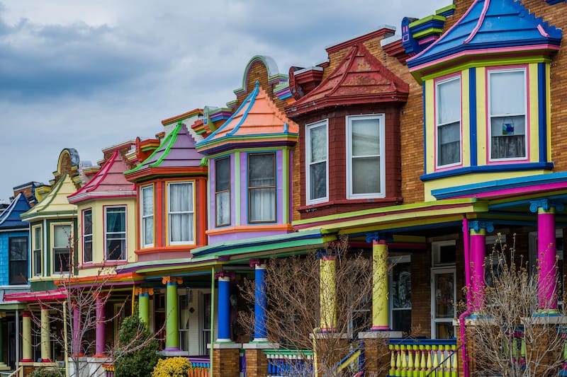 Houses along Guilford Avenue in late winter