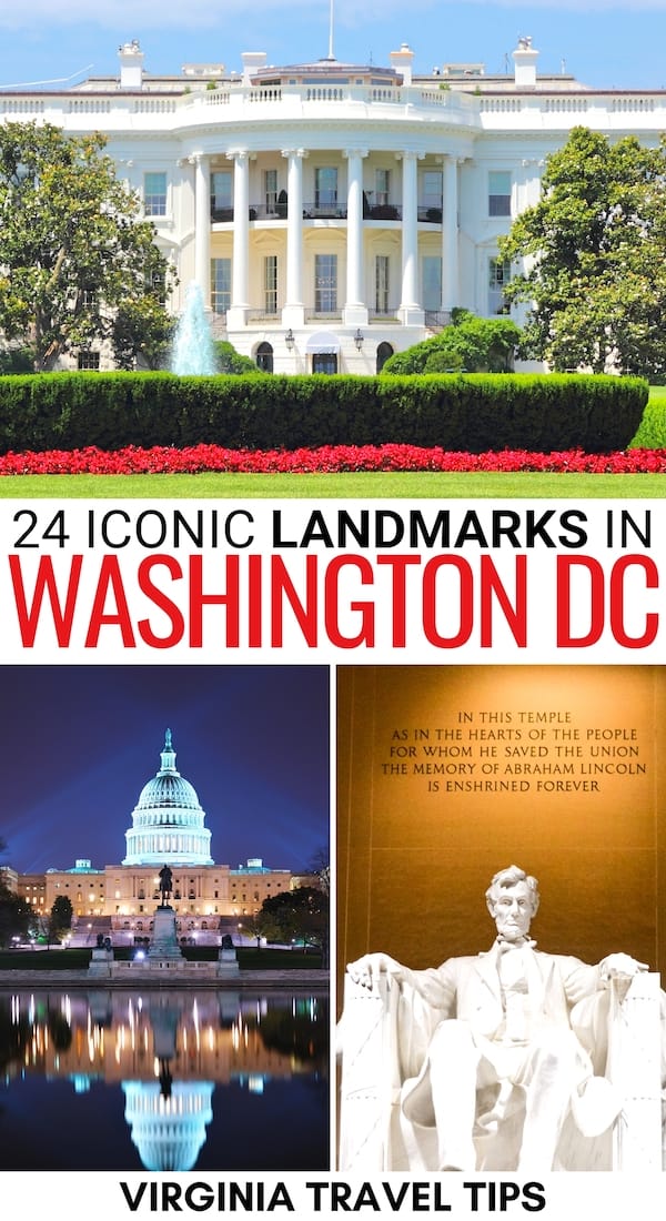 Are you looking for the most iconic landmarks in Washington DC? These DC landmarks are the cream of the crop - and are a must for any itinerary! | Attractions in Washington DC | things to do in Washington DC | Landmarks in DC | What to do in Washington DC | Things to do in DC | DC itinerary | Washington DC itinerary | Washington DC sightseeing | Washington DC monuments